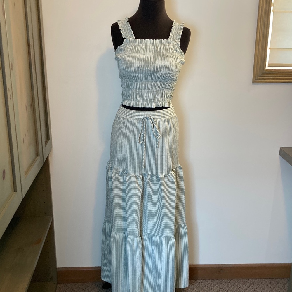 Good Luck Gem Striped Maxi Skirt and Top in Green size Small - Picture 11 of 11